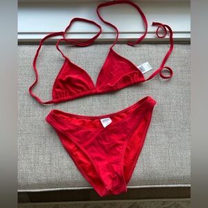 wild fable Red Triangle String Bikini Set